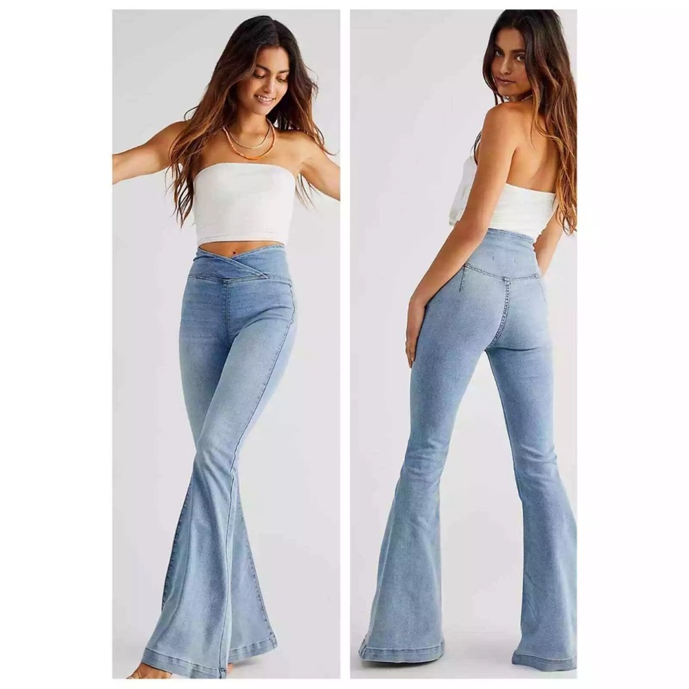 We The Free Light Blue High-Waist Flare Jeans